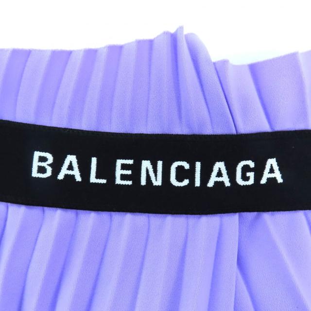 極美品◇BALENCIAGA バレンシアガ 529757 アシンメトリー バックロゴ カットオフ プリーツスカート パープル 34 伊製 正規品 レディース_6