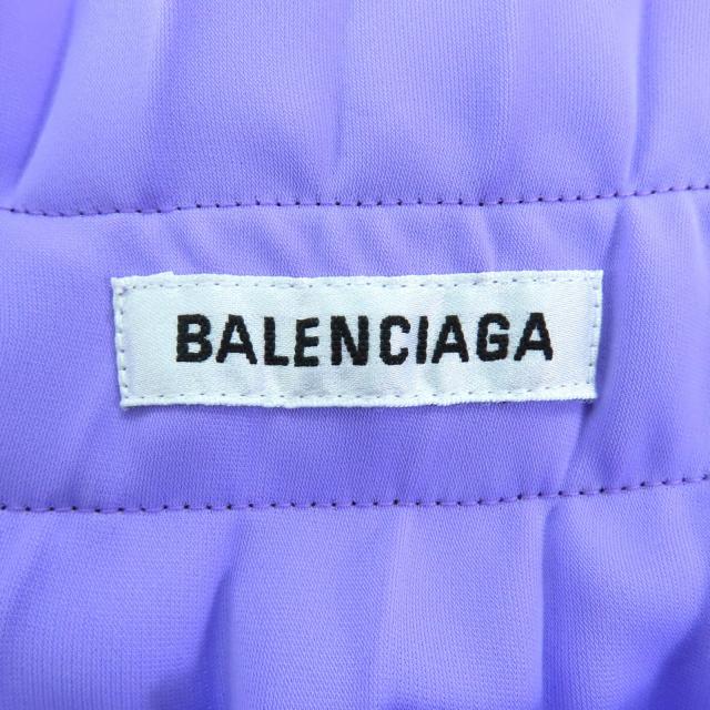 極美品◇BALENCIAGA バレンシアガ 529757 アシンメトリー バックロゴ カットオフ プリーツスカート パープル 34 伊製 正規品 レディース_7