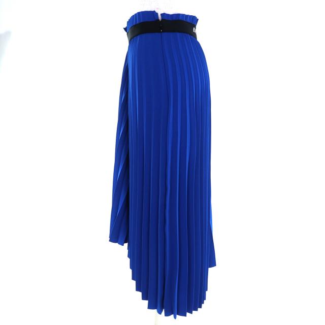 極美品◇BALENCIAGA バレンシアガ 529757 アシンメトリー バックロゴ カットオフ プリーツスカート 青 34 イタリア製 正規品 レディース_1