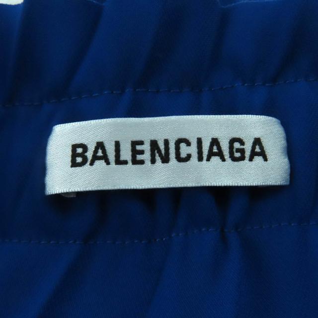 極美品◇BALENCIAGA バレンシアガ 529757 アシンメトリー バックロゴ カットオフ プリーツスカート 青 34 イタリア製 正規品 レディース_5