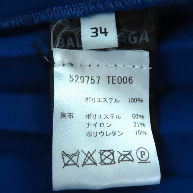 極美品◇BALENCIAGA バレンシアガ 529757 アシンメトリー バックロゴ カットオフ プリーツスカート 青 34 イタリア製 正規品 レディース_6