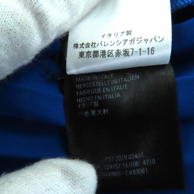 極美品◇BALENCIAGA バレンシアガ 529757 アシンメトリー バックロゴ カットオフ プリーツスカート 青 34 イタリア製 正規品 レディース_7