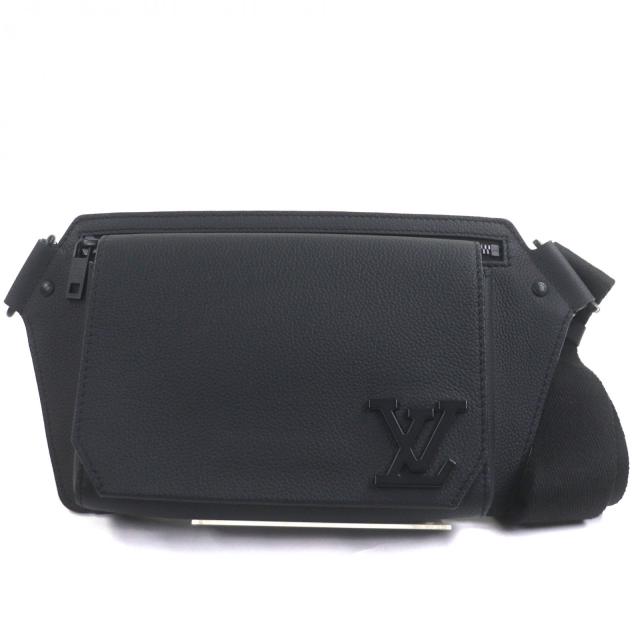 極美品▼LOUIS VUITTON ルイヴィトン M57081 レザー ノワール LVアエログラム テイクオフ スリング ボディバッグ 箱・保存袋付き メンズ