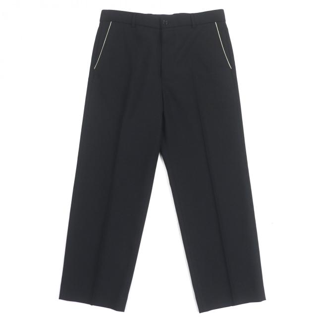 極美品▼GUCCI グッチ 751787 ロゴパッチ付き ノータック シングルパンツ スラックス ブラック 48 イタリア製 正規品 メンズ シンプル◎
