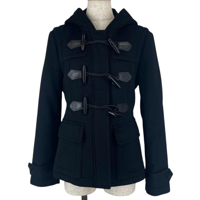 極美品▲BURBERRY バーバリー ウール100％ 裏地ノバチェック ショート丈 ダッフルコート ブラック 38 正規品 レディース