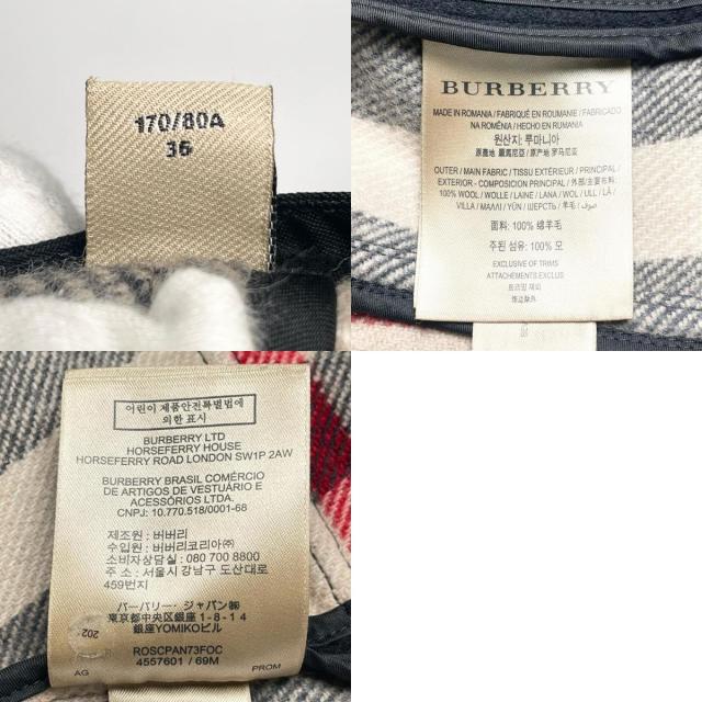 極美品▲BURBERRY バーバリー ウール100％ 裏地ノバチェック ショート丈 ダッフルコート ブラック 38 正規品 レディース_9