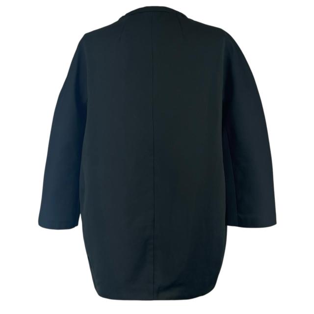 美品▲MONCLER モンクレール LIGNEVILLE ノーカラー 7分袖 ダウンコート ダウンジャケット ブラック 2 レディース_2