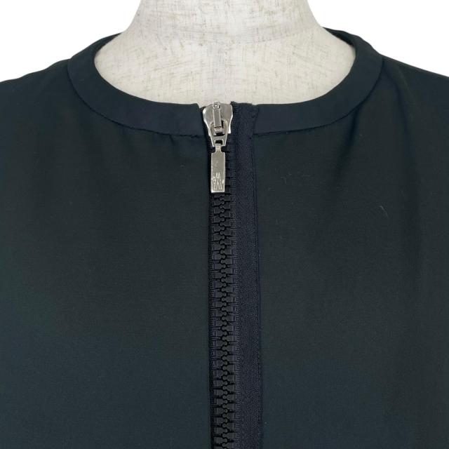 美品▲MONCLER モンクレール LIGNEVILLE ノーカラー 7分袖 ダウンコート ダウンジャケット ブラック 2 レディース_3