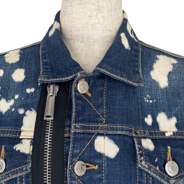 美品▲DSQUARED2 ディースクエアード 21AW VO015770 スプラッシュペイント デニムジャケット インディゴブルー 36 伊製 正規品 レディース_3