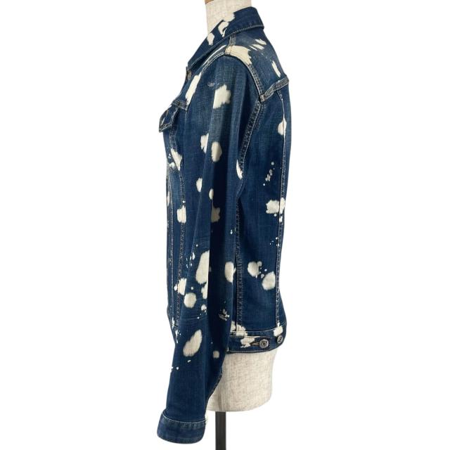美品▲DSQUARED2 ディースクエアード 21AW VO015770 スプラッシュペイント デニムジャケット インディゴブルー 36 伊製 正規品 レディース_1
