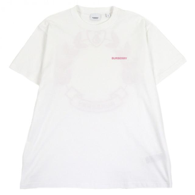 極美品□BURBERRY バーバリー 8071691 コットン100% ティッシ期 オークリーフ バックプリント 半袖Ｔシャツ ホワイト S 正規品 メンズ