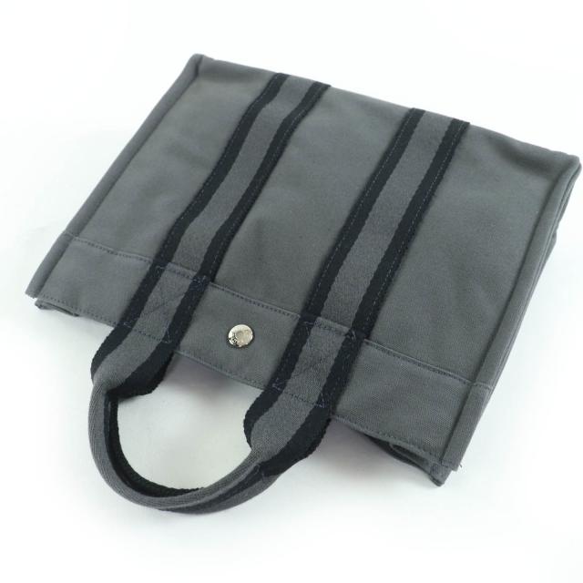 美品☆HERMES エルメス フールトゥ PM コットン100％ シルバー金具 セリエ金具 トートバッグ ハンドバッグ グレー フランス製 レディース_3