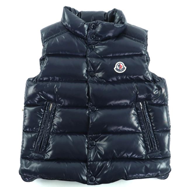 極美品◇MONCLER モンクレール E29544332805 TIB GILET チブ ジレ ロゴワッペン付き ダウンベスト ネイビー 4anni104cm 正規品 キッズ