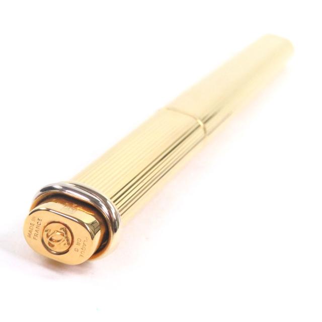 美品□Cartier カルティエ ヴィンテージ トリニティ ストライプ柄 キャップ式 ボールペン ステーショナリー ゴールド メンズオススメ_2