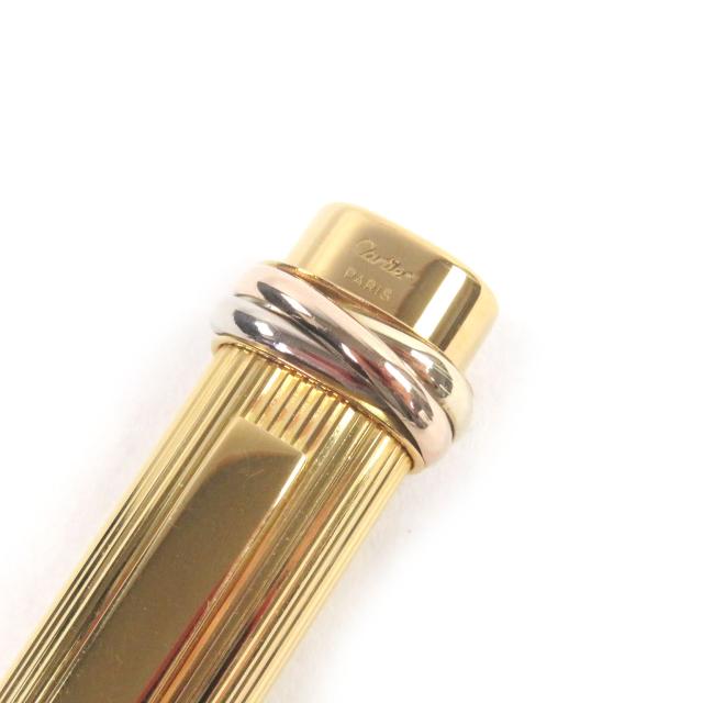 美品□Cartier カルティエ ヴィンテージ トリニティ ストライプ柄 キャップ式 ボールペン ステーショナリー ゴールド メンズオススメ_4