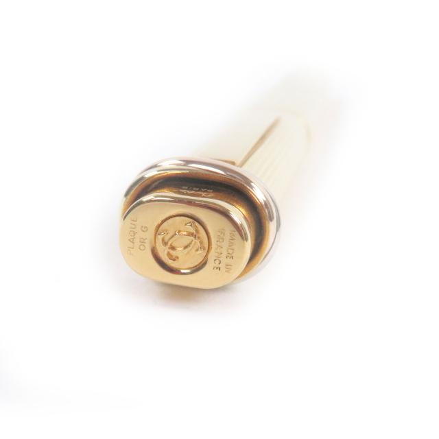 美品□Cartier カルティエ ヴィンテージ トリニティ ストライプ柄 キャップ式 ボールペン ステーショナリー ゴールド メンズオススメ_5