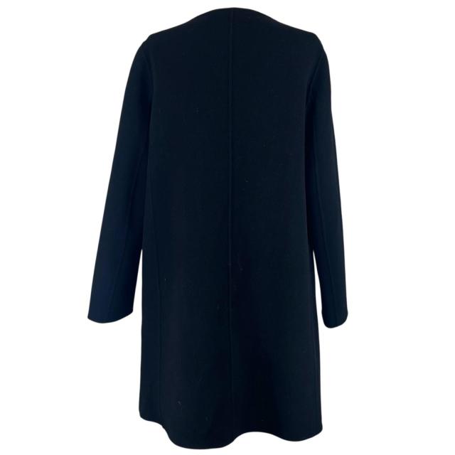 美品▲WEEKEND MaxMara ウィークエンドマックスマーラ ウール100％ 比翼仕立て ノーカラー コート ブラック 38 正規品 レディース_2