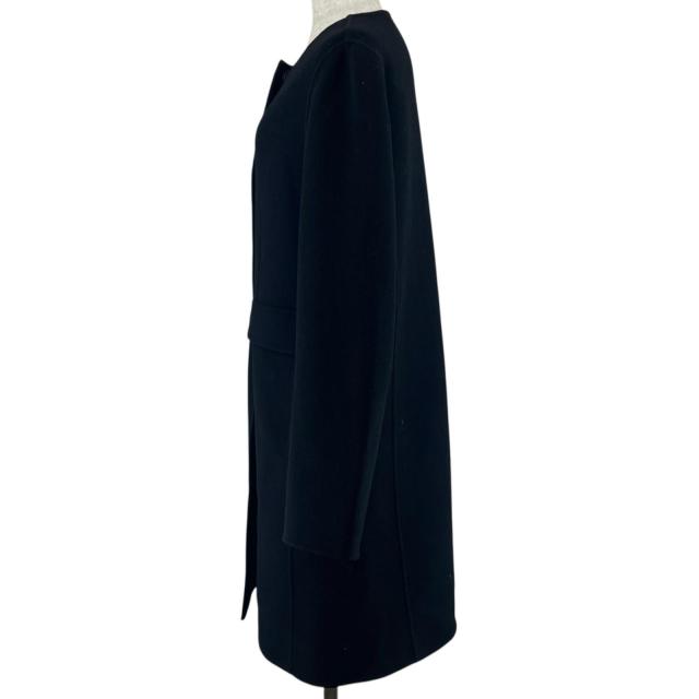 美品▲WEEKEND MaxMara ウィークエンドマックスマーラ ウール100％ 比翼仕立て ノーカラー コート ブラック 38 正規品 レディース_1
