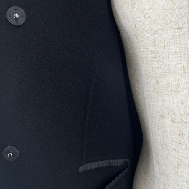 美品▲WEEKEND MaxMara ウィークエンドマックスマーラ ウール100％ 比翼仕立て ノーカラー コート ブラック 38 正規品 レディース_4