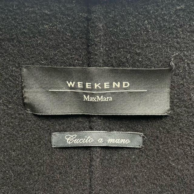 美品▲WEEKEND MaxMara ウィークエンドマックスマーラ ウール100％ 比翼仕立て ノーカラー コート ブラック 38 正規品 レディース_5