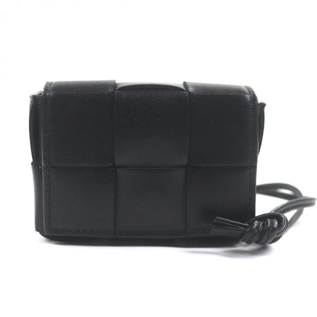 美品▼BOTTEGAVENETA ボッテガヴェネタ レザー マキシイントレチャート カセット ポーチ ショルダーバッグ ブラック シルバー金具 箱付き