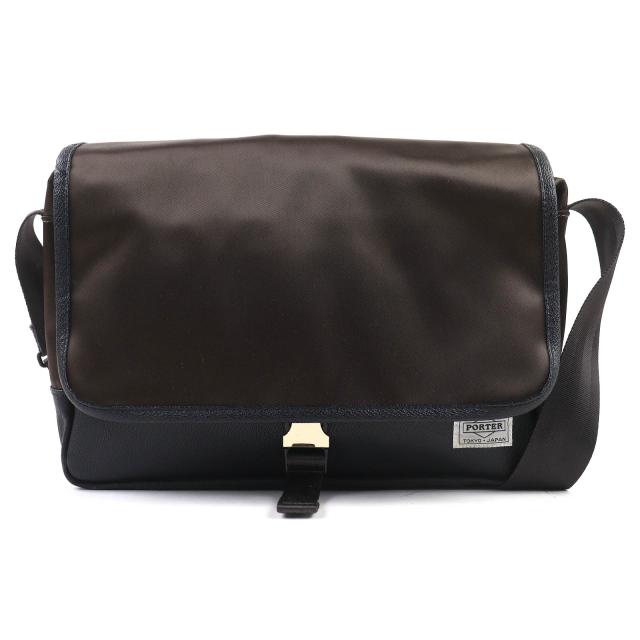 極美品△PORTER SACS BAR ポーター サックスバー 383-05714 ナイロン レザー ショルダーバッグ クロスボディバッグ ブラウン ブラック