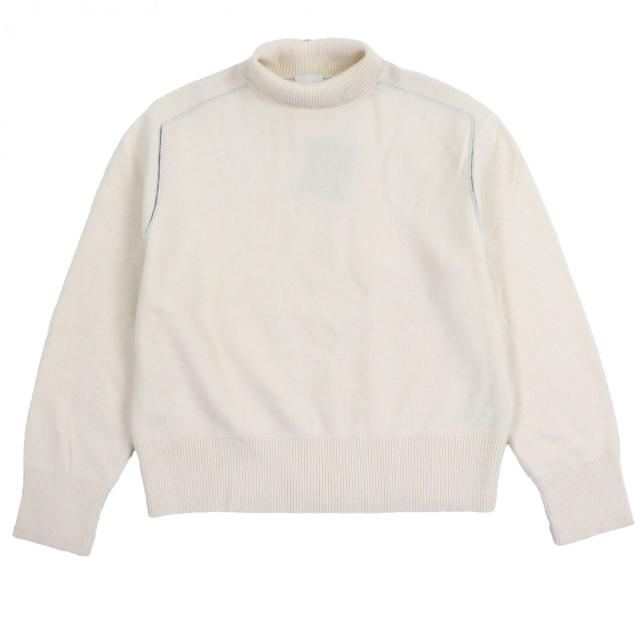 未使用品▼BURBERRY バーバリー 8072983 ウール カシミヤ ボトルネック 厚手 プルオーバー ニットセーター アイボリー M 正規品 メンズ
