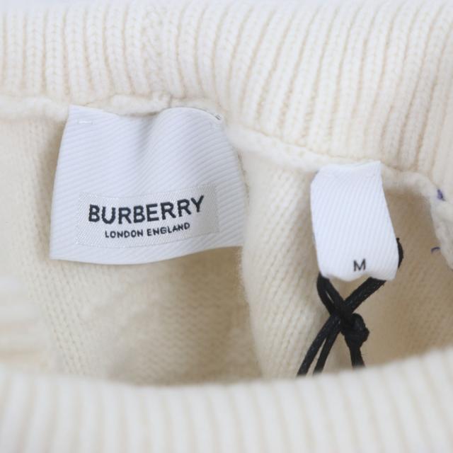 未使用品▼BURBERRY バーバリー 8072983 ウール カシミヤ ボトルネック 厚手 プルオーバー ニットセーター アイボリー M 正規品 メンズ_5