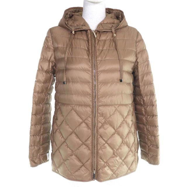 美品△Max Mara The Cube マックスマーラ ザキューブ 94810607 バックベルト付き キルティング ダウンジャケット ブラウン 34 正規品