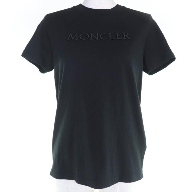 美品☆MONCLER モンクレール 25SS MAGLIA コットン100％ ロゴワッペン付 半袖Ｔシャツ トップス ブラック XS 正規品 レディース