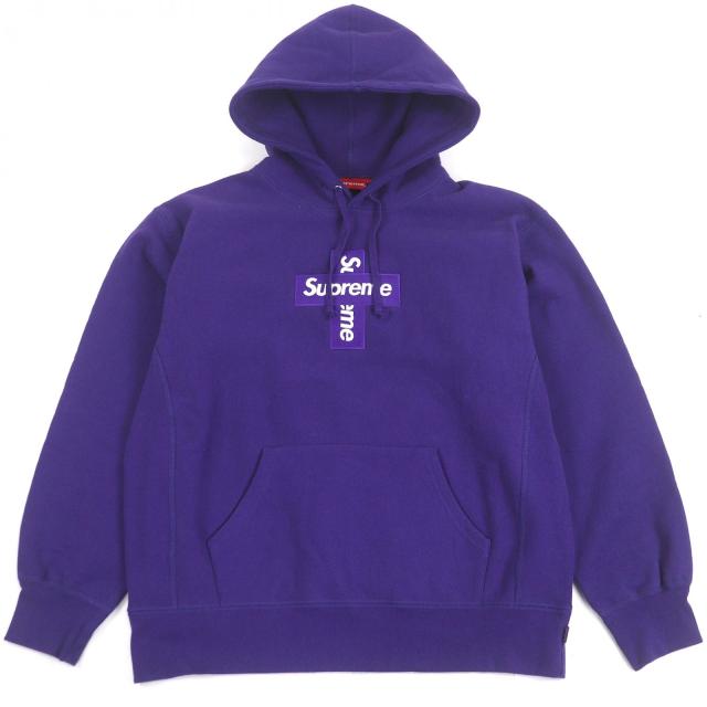 【ドンドン見直し】良品□Supreme シュプリーム 20AW Cross Box Logo Hooded Sweatshirt プルオーバーパーカー 紫 S カナダ製 正規品