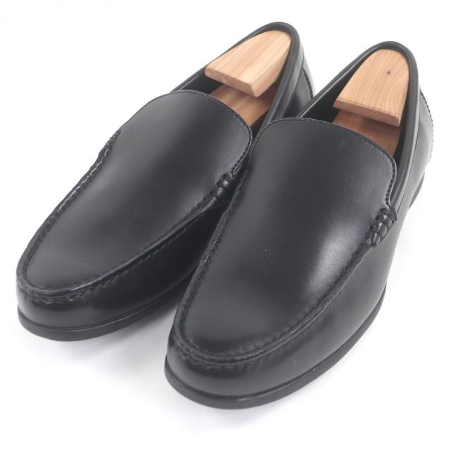 【ドンドン見直し】極美品□REGAL リーガル コブラヴァンプ レザー Uステッチ フラットシューズ モカシン ローファー ブラック 25.5