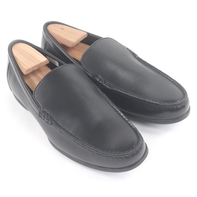 【ドンドン見直し】極美品□REGAL リーガル コブラヴァンプ レザー Uステッチ フラットシューズ モカシン ローファー ブラック 25.5