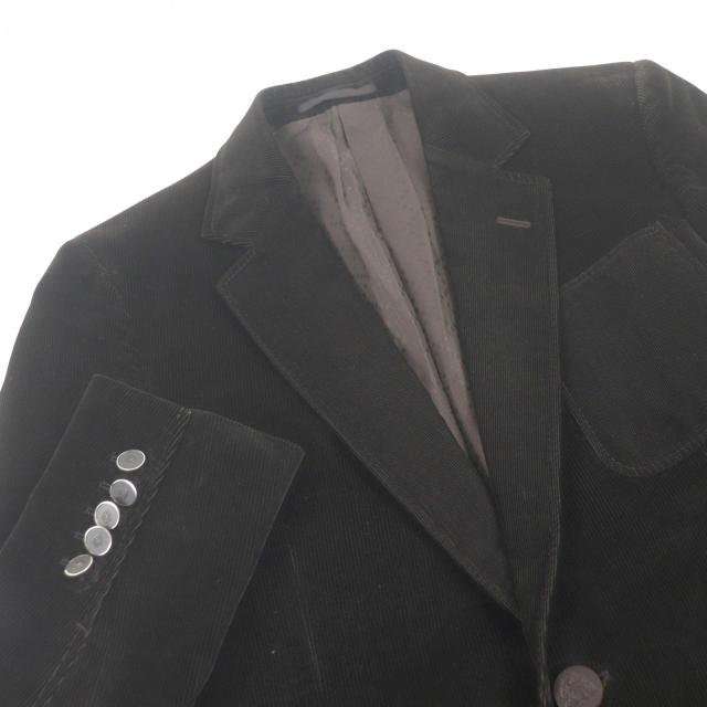 【ドンドン見直し】美品□GUCCI グッチ クレストロゴボタン 裏ディアマンテ柄 シングル コーデュロイジャケット ブラウン 46 メンズ_1
