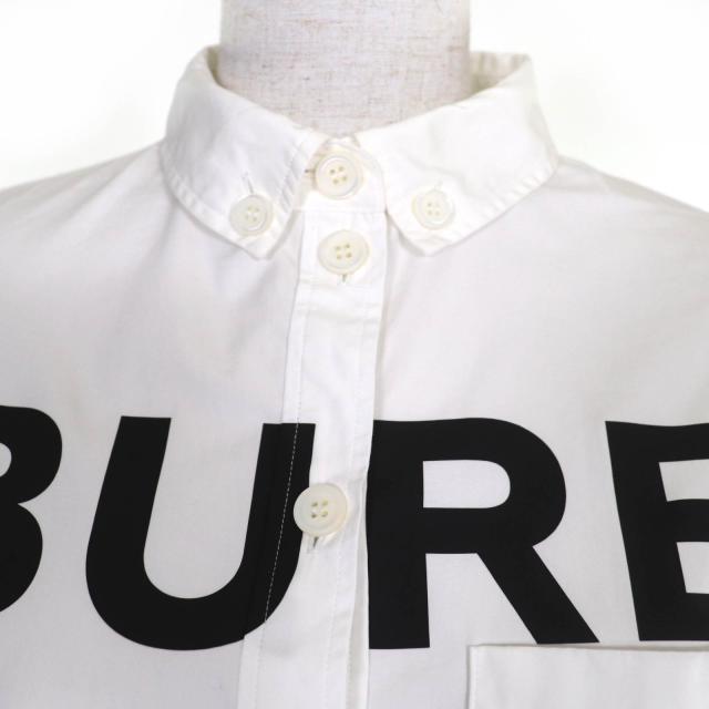 極美品☆BURBERRY バーバリー 8013907 コットン100％ ホースフェリー ティッシ期 シャツワンピース ホワイト 36 正規品 レディース_3