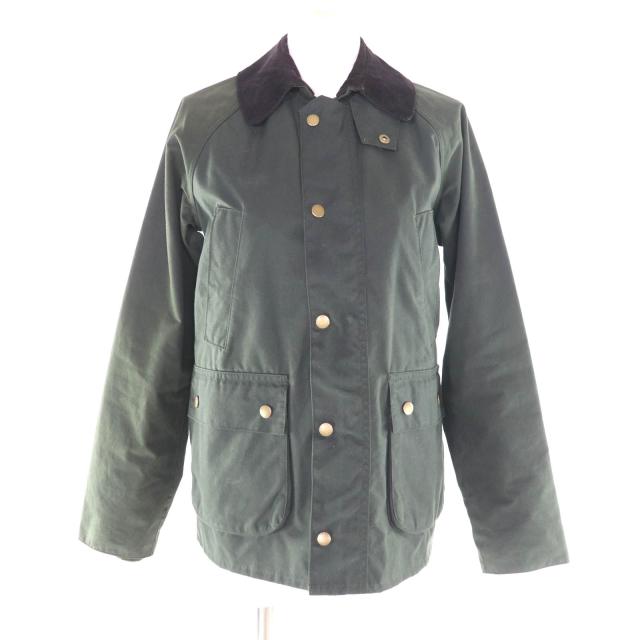 美品★Barbour バブアー 1802119 BEDALE コットン100％ ロゴボタン付 オイルドジャケット アウター カーキ UK8 正規品 レディース