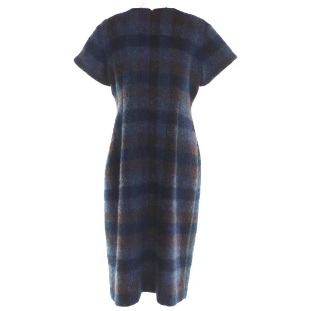 極美品◇JIL SANDER ジルサンダー モヘア ウール チェック柄 ショートスリーブ ロングワンピース マルチ 40 イタリア製 レディース_2