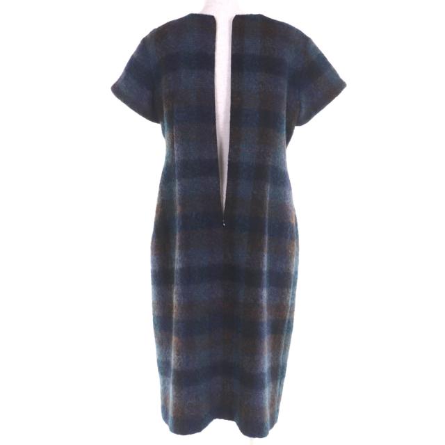 極美品◇JIL SANDER ジルサンダー モヘア ウール チェック柄 ショートスリーブ ロングワンピース マルチ 40 イタリア製 レディース_4