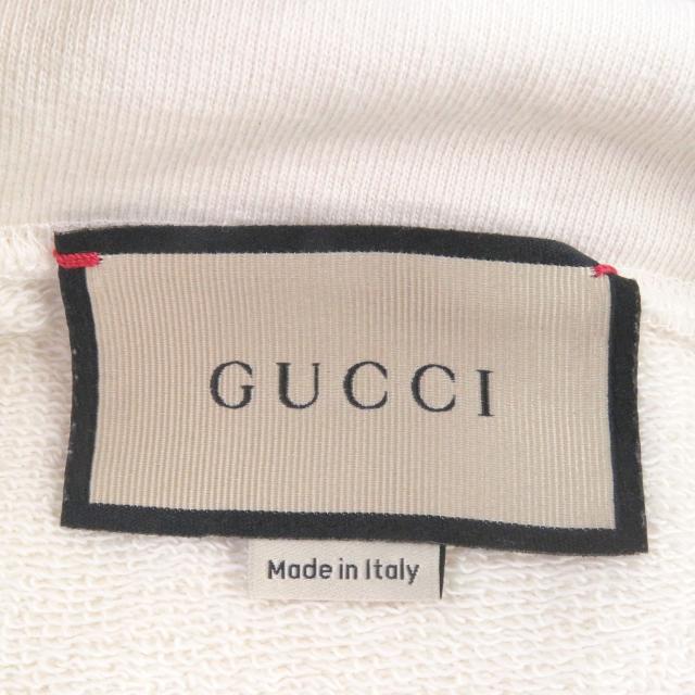 美品□GUCCI グッチ 721427 パッチ付き フェルトコットン プルオーバー スウェットパーカー フーディー アイボリー XS 正規品 メンズ