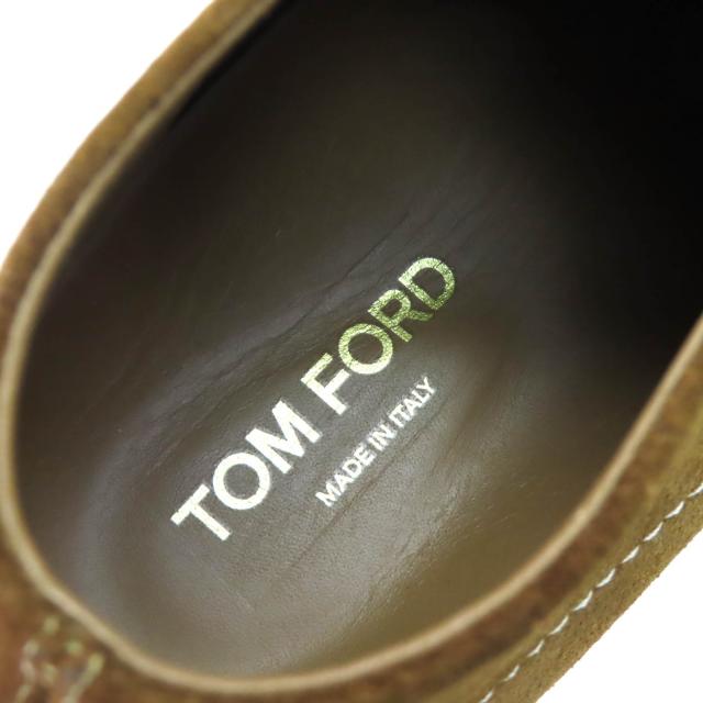 美品△TOM FORD トムフォード J1332T スウェードレザー ロゴ型押しソール モカシン ブラウン 9 箱・保存袋付き イタリア製_8