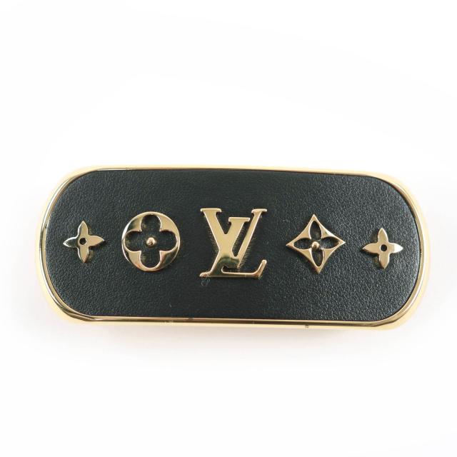 極美品☆LOUIS VUITTON ルイヴィトン M00564 バレッタ・クルーザー アイコンモチーフ  ヘアバレッタ ブラック ゴールド イタリア製