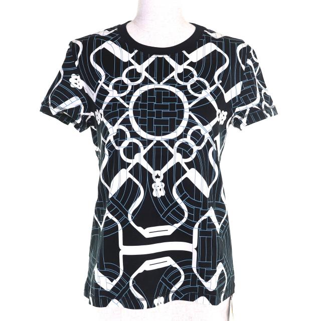 未使用品△HERMES エルメス 2024年 4H4632DD Promenade du Matin 朝の散歩 コットン100％ クルーネック 半袖Ｔシャツ ブラック 34 正規品