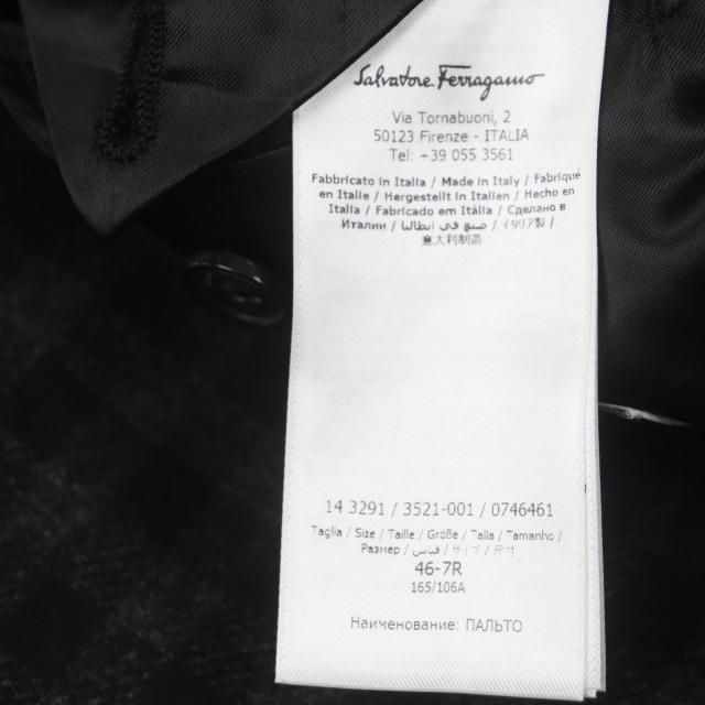 極美品▼Salvatore Ferragamo サルヴァトーレフェラガモ 2021年製 ウール カシミヤ チェック柄 シングル チェスターコート 46 正規品_7