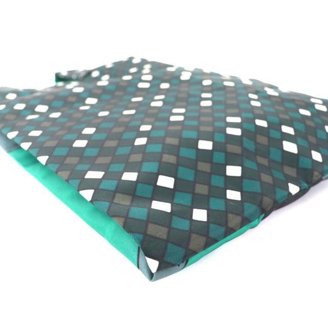 極美品◇MARNI PORTER マルニ ポーター レザーロゴパッチ付き チェック柄 ナイロン トートバッグ グリーン マルチ 日本製 レディース_3