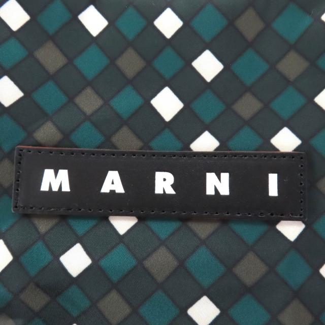 極美品◇MARNI PORTER マルニ ポーター レザーロゴパッチ付き チェック柄 ナイロン トートバッグ グリーン マルチ 日本製 レディース_7