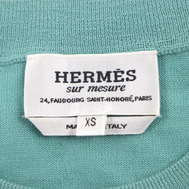 極美品▼HERMES エルメス カシミヤ100% クルーネック ロングスリーブ ニットセーター エメラルドグリーン XS イタリア製 メンズ_3