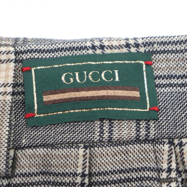 未使用品▼GUCCI グッチ 22AW 690519 リネン ウール チェック柄 ハーフパンツ ショートパンツ グレー 46 イタリア製 正規品 メンズ_4