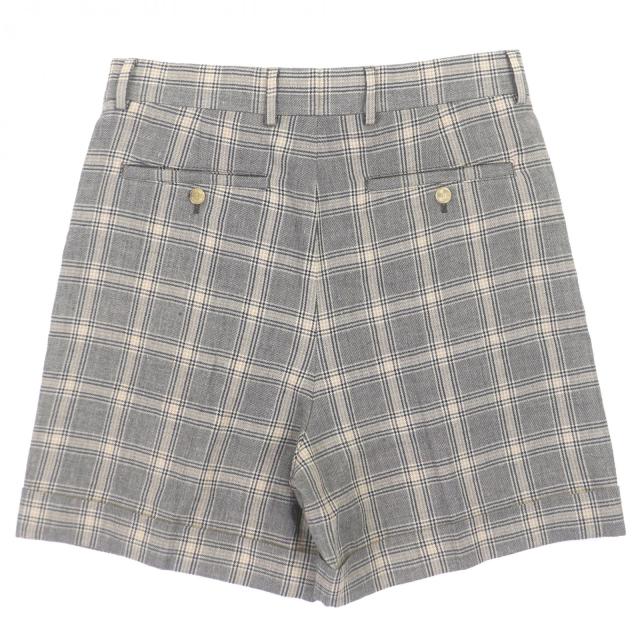 未使用品▼GUCCI グッチ 22AW 690519 リネン ウール チェック柄 ハーフパンツ ショートパンツ グレー 46 イタリア製 正規品 メンズ_1