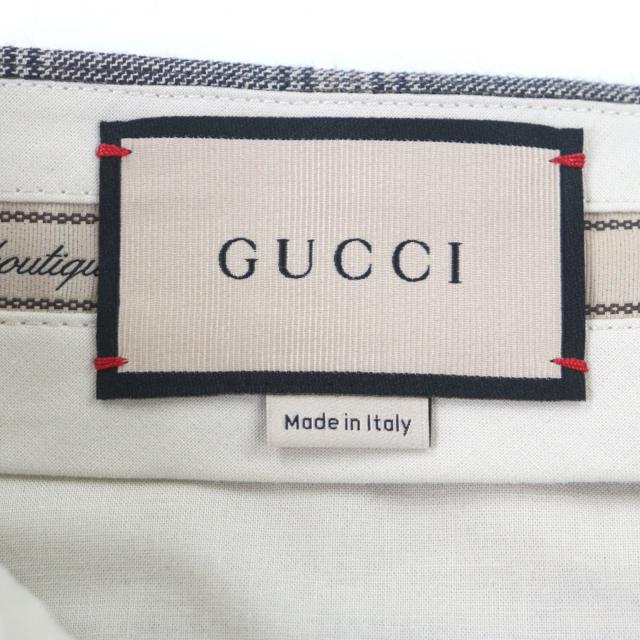 未使用品▼GUCCI グッチ 22AW 690519 リネン ウール チェック柄 ハーフパンツ ショートパンツ グレー 46 イタリア製 正規品 メンズ_7