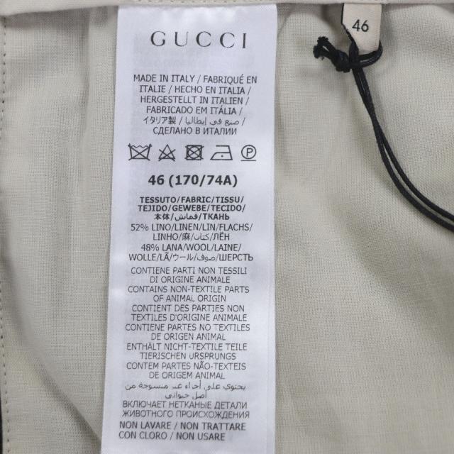 未使用品▼GUCCI グッチ 22AW 690519 リネン ウール チェック柄 ハーフパンツ ショートパンツ グレー 46 イタリア製 正規品 メンズ_8
